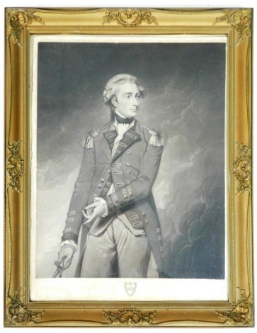 After Romney. General Charles Stewart, engraved by J Grozer, 50cm x 36cm, in a gilt frame.