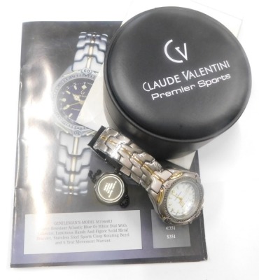 A Claude Valentini Premier Sports gentlemans wristwatch, in fitted case. - 2