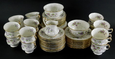 A Paragon Malandi pattern part tea service, to include sixteen cups, milk jug, sugar bowls, plates, side plates, etc., printed marks beneath. (a quantity)