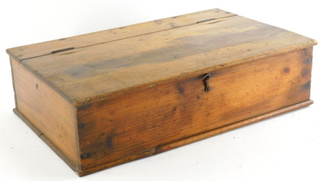 An early 20thC Teachers whisky advertising pine box, of rectangular form, the inner stencil with whisky bottle named The Right Spirit, 11cm high, 43cm wide, 26cm deep.