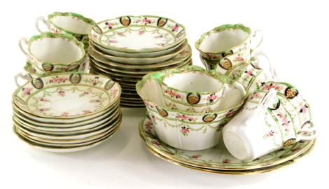 A Duchess pattern part porcelain tea service, with printed and painted decoration.