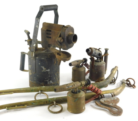 Miscellaneous metalware, to include brass horse hames and various blow torches.
