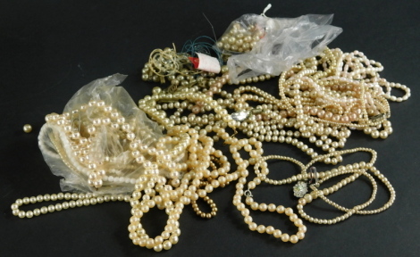 A quantity of mainly costume pearls, etc.