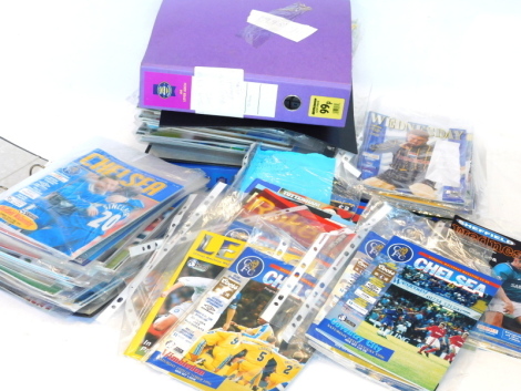 A quantity of late 1990s football programmes, for Chelsea home and away, some to include a number of signed examples.,