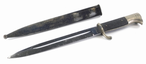 A German bayonet, the blade stamped Rich. A B R. Herber Solingen medal scabbard.