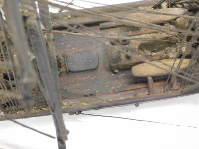 A late 19thC sailor made model of a clipper, The British Isles, 49cm wide. Provenance: National Maritime Museum Greenwich. The British Isles was a steel ship built in 1884 at Port Glasgow by T. Reid & Company, with a gross tonnage of 2461, registered to - 3