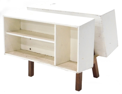 An Isokon Donkey bookcase, after the design by Ernst Race (1913-1964), unmarked, (AF), 43cm wide.