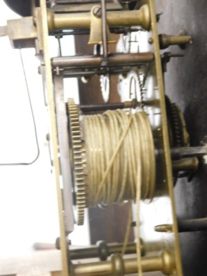 W Robinson, Bawtry. A 19thC longcase clock, the arched dial painted with a bird in a bird's nest, etc., with eight day four pillar movement, in oak and mahogany crossbanded case, 223cm high. - 3