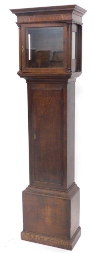 A late 18th/early 19thC oak longcase clock case, 200cm high.