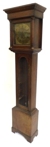 John Boot, Sutton in Ashfield. A late 18thC longcase clock, the square brass dial decorated with scroll cast spandrels, thirty hour movement in an oak case, AF, 196cm high.