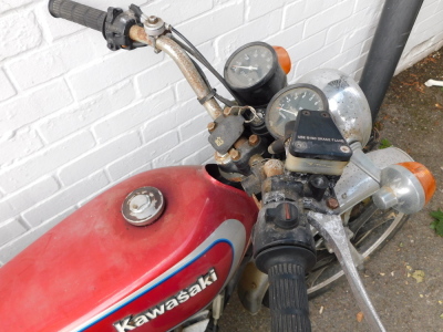 A Kawasaki KH100EX motorcycle, registration NRC73W, mileage on clock 471.2miles. - 3