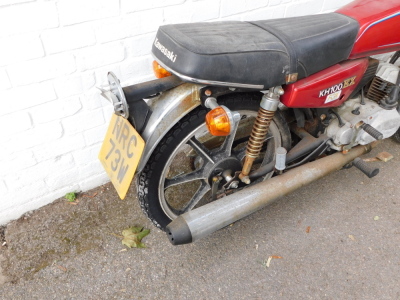 A Kawasaki KH100EX motorcycle, registration NRC73W, mileage on clock 471.2miles. - 4