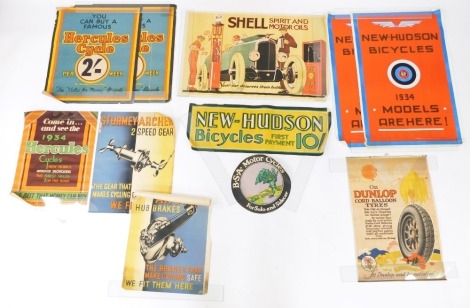 Early 20thC posters, to include Shell., Hercules Cycles., New Hudson Bicycles., and Sturmey Archer, etc. (10)