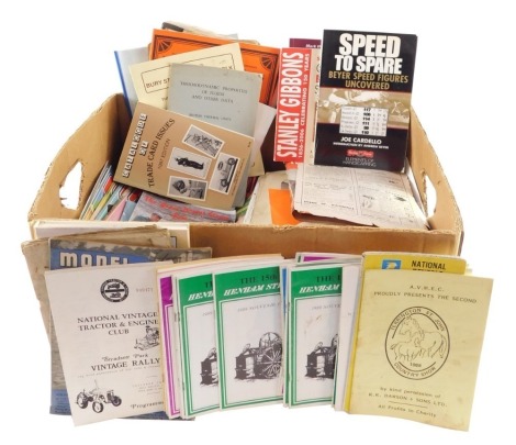 Various transport and other ephemera, including Model Maker Magazine, The Old Allis News, Henham Steam Rally souvenir programmes, Case Tractor catalogues and farm machinery brochures. (a quantity)