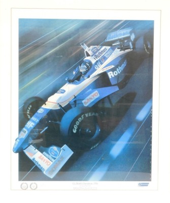 A Williams Formula 1 World Champions 1996 limited edition print, by Gavin Macleod, signed, 504/1000, 62cm high, 50cm wide.
