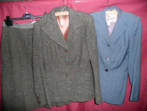 a 1940's tailored fleck/tweed lady's two piece sinter suit with pleated skirt