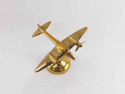 An aeronautical brass desk stand, modelled as an Avro Anson, 15cm wide. - 2