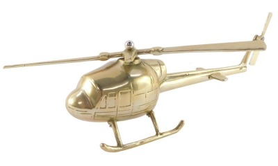 A brass model of a Lynx helicopter, 31cm wide.