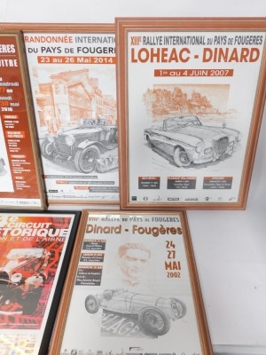 French Rallye Du Pays de Fougeres posters, Giverny-Honfleur 2015, 67cm x 47cm, Dinard-Fougeres 2002 59cm x 39cm, Loheac-Dinard 2007, 66.5cm x 46cm,Cancale-Fourgeres-Vitre 2016, 67cm x 47cm and Saint Brieuc-San Malo-Fourgeres 2014, 67cm x 47cm, together w - 2