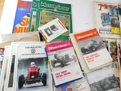 Motoring ephemera, including Silverstone and other race meeting programmes, 1960's and 70's, racing car show brochures, Motor Magazine, The Light Car Newsletter and The Vintage Sports-Car Club Bulletin. (1 box) - 4
