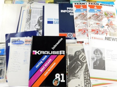 Motorcycling ephemera, including brochures, a Royal Enfield Crusader 215 motorcycle replacement parts list 1957, BSA repair handbook 1963-72, and Jam Pot Club Journal. (a quantity) - 4