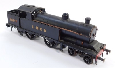 A scratch built O gauge model of a Tilbury tank locomotive, LNER black livery, 4-4-2, 1527. - 2