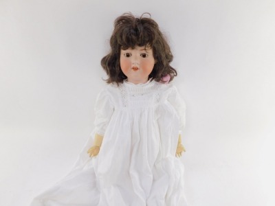 An Armand Marseilles early 20thC bisque head doll, 390, A11M, modeled opened mouthed, with static brown eyes, in period costume. - 2