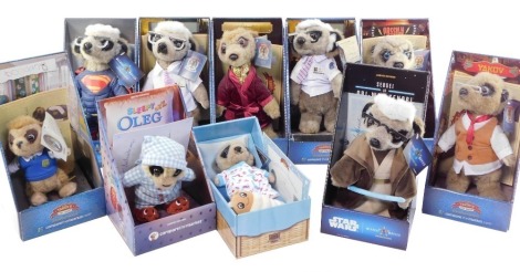 Ten Compare The Market Meerkat collectable soft toys, Yakov's, etc., most with certificates, boxed, comprising Bogdan., Sergei as Obi Wan Kenobi., Aleksandr., Sergei (x2)., Oleg., Sergei as Superman., Vasilly., Yakov., and Sleepy Oleg. (10)