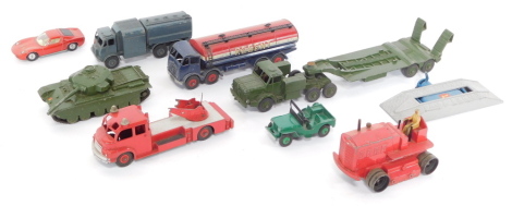 A Dinky Super Toys die cast Foden Regent Tanker., Pressure Refueler., heavy tractor, and other vehicles, together with a Corgi Toys service ramp. (a quantity)