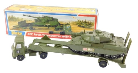 A Dinky die cast AEC Artic Transporter, with Chieftan tank, 616, boxed.