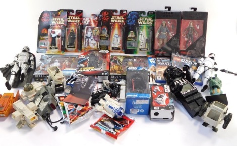 Hasbro and other Star Wars figures and collectables, some boxed or in blister packs, including Captain Cassian Andor (Eadu), Hero Mashers Darth Vader, The Force Awakes Sidon Ithano and First Mate Quiggold and First Order Snow Trooper Officer and Snap Wexl