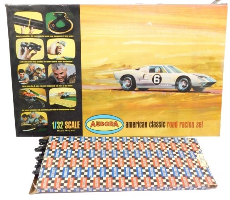 An Aurora American Classic Road Racing Set, scale 1:32, No 3200-3995., considerably incomplete, boxed, (AF), together with Scalextric track, boxed. (2)