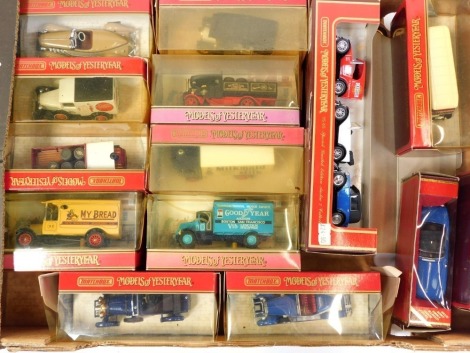 Matchbox Models of Yesteryear vintage trucks and cars, to include a Special Limited Edition Austin 7 Collection YS-65., 1922 Foden 'C' Type Steam Wagon and trailer., and a 1957 BMW 507 Y21, all boxed. (15)