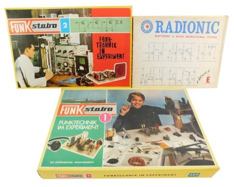 Two Funk Starbo radio experimental kits, one and two, numbers 360 and 370, together with a Radionic Product electronic and radio instructional system, set E, all boxed. (3)