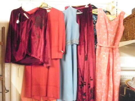 A group of 60's/70's outfits including pink 60's summer dresses