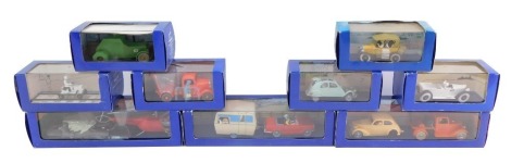 Atlas die cast models of TinTin vehicles "en voiture TinTin", all boxed. (9)