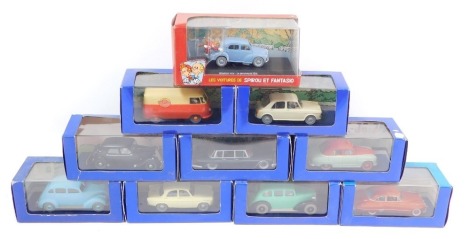 Atlas die cast models of TinTin vehicles "en voiture TinTin", all boxed. (10)