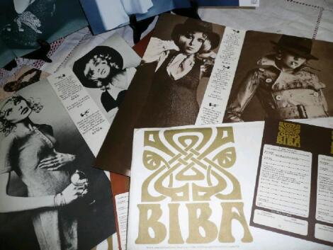 Six "Biba" 1960's fashion catalogues with their original envelopes dated