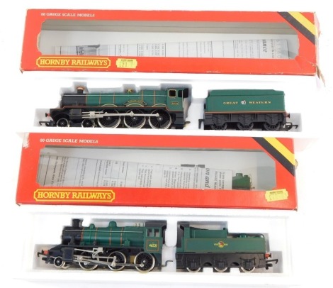 Two Hornby OO gauge locomotives, comprising a BR Ivatt Class II locomotive, 2-6-0, 46521, R852, and a GWR haul locomotive, Kneller Hall, Great Western green livery, 4-6-0, 5934, R761, both boxed.