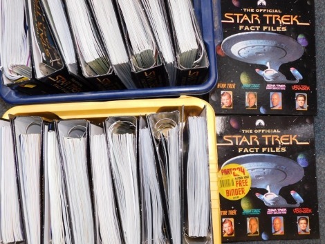 The Paramount Pictures Official Star Trek Fact Files, in nineteen ring binders.