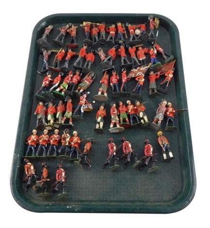 Britains and other painted lead soldiers, to include bandsman, infantry man and standard bearers. (a quantity)