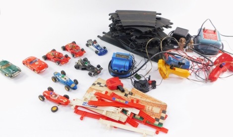 Scalextric, to include an assortment of cars, controllers and track. (a quantity)