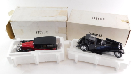 A Franklin Mint Precisions Model of a 1938 Mercedes Benz 770K Grosser, together with a 1930 Bugatti Royale Coupe Napoleon. (2)