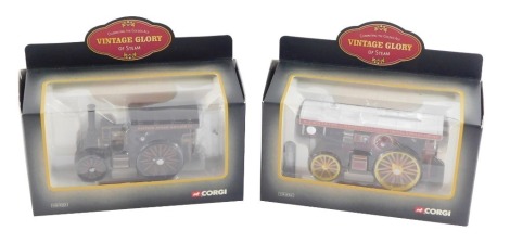 Two Corgi die cast vintage Glory of Steam replicas John Fowler & Company (Leeds) Ltd, comprising a Super Lion Showman's Engine (King Carnival II) 80103., and a Showman's Locomotive (The Lion) Anderton & Rowland, 80101., both boxed.