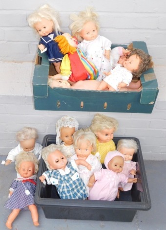 A group of dolls, to include mainly plastic bodied dolls, some marked Palitoy and others. (2 boxes)