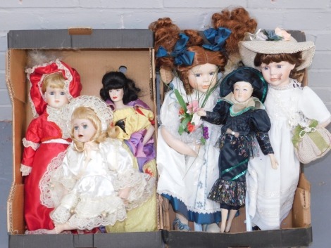 A group of collectors ceramic dolls, to include the Knightsbridge collection, Samantha, and a few others. (2 boxes)