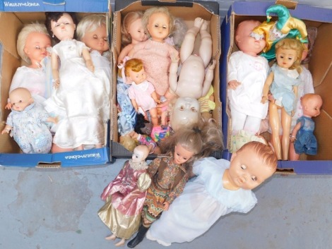 A group of dolls, to include a ceramic eastern figure of a lady in pink dress, plastic dress models, etc. (3 boxes)