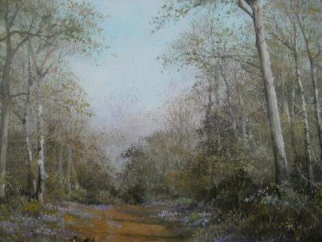 Caesar Smith (contemporary British). Rabbits on a woodland path