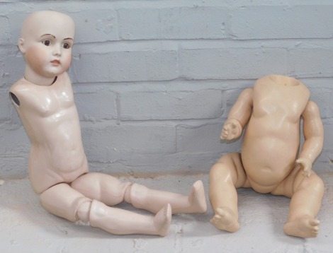 Two doll bodies, to include a paper mache body and a ceramic body with head stamped Germany 16½ Made and numbered 171. (AF) (1 box)