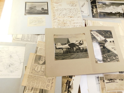 Aeronautical interest; press photographs and ephemera, particularly relating to Australia, including a letter from Flight Lieutenant Arthur Long AFC, the first pilot to cross the Bass Straight, signed photograph of a pilot, sea planes at Darwin, Junkers D - 2